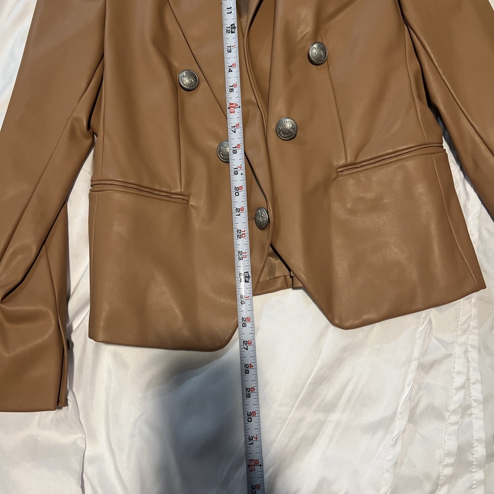Express Faux Leather Double Breasted Blazer Camel Tan Size M NWT MRSP $99.99 - Picture 8 of 13